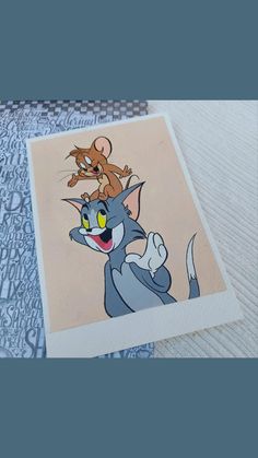 an image of a cartoon character with two cats on it's back and one cat sitting on top of the other