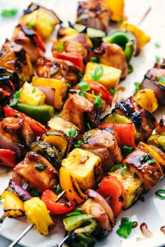 grilled vegetables on skewers are ready to be eaten