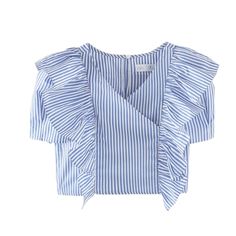 Cutest Zara Striped Ruffled Shirt , Brand New, Tried On Once, Never Worn, No Label, Pet And Smoke Free House Striped Short Sleeve Blouse With Ruffles, Spring Striped Ruffled Tops, Spring Striped Ruffle Tops, Blue Short Sleeve Shirt With Ruffles, Blue Ruffled Shirt For Summer, Cute Summer Shirt By Zara, Light Blue Cotton Blouse With Ruffles, Light Blue Ruffled Zara Top, Light Blue Ruffled Top By Zara