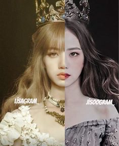 two different pictures of women with crowns on their heads and one is wearing a tiara