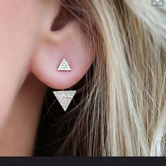 Gorgeous Triangle Earrings In Silver With Clear Stones. Post Backings. The Post Goes Into The Base For A Unique Look. Nwt