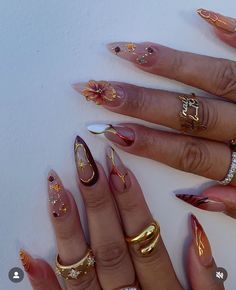 Nail Goals, Edgy Nails, Classy Acrylic Nails, Pretty Gel Nails, Aesthetic Nails, Nail Art Inspo, Classy Nails, Fire Nails, Funky Nails