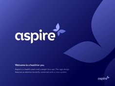 a blue background with the word aspire on it and leaves in the center,