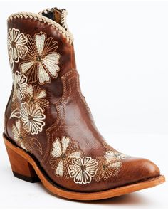 Liberty Black Women's Loren Tonal Floral Embroidered Western Fashion Booties - Snip Toe , Brown Bohemian Boots With Round Toe For Western-themed Events, Leather Western Heeled Boots For Western-themed Events, Brown Round Toe Mid-calf Boots For Western-themed Events, Spring Western-themed Snip Toe Boots, Brown Western-themed Boots With Round Toe, Country Western Fashion, Womens Ariat Boots, Justin Boots Womens, Womens Work Boots