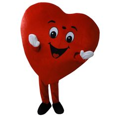 a red heart mascot with arms and legs