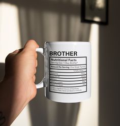 For your brother's morning coffee, evening tea, or something in between--this mug's for him!  * 11 oz mug dimensions: 3.85″ (9.8 cm) in height, 3.35″ (8.5 cm) in diameter * 15 oz mug dimensions: 4.7″ (12 cm) in height, 3.35″ (8.5 cm) in diameter Useful Gifts For Christmas For Brothers Under $25, Brother Birthday Gift From Sister Funny, Funny Coffee Mugs For Brother, Brother Funny, Funny Cup, Jw Pioneer Gifts, Funny Cups, Pioneer Gifts, Gift Box Birthday