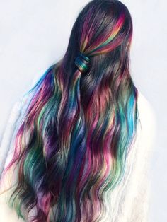 Black Rainbow Hair, Prism Hair, Hair Rainbow, Creative Hair Color, Colourful Hair, Cute Hair Colors, Hair Artist