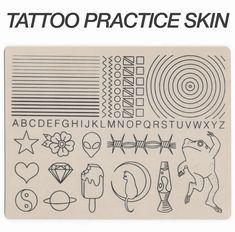 a tattoo sticker with different designs on it and the words,'tattoo practice skin '