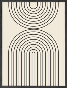 a black and white poster with lines in the shape of spirals on a beige background