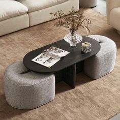 Hugg Nesting Rectangular Coffee Table | Castlery US Nesting Coffee Tables Living Room, Coffee Table With Ottomans, Ottoman With Table, Apartment Remodel, Home Theater Room, Ny Apartment, Nesting Coffee Table, Apartment Vibes, Ottoman Styling