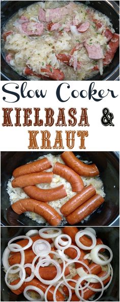 slow cooker kielbasa and kraut is an easy side dish for dinner