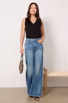 Good Waist Palazzo Seamed Flattering Jeans, Work Outfits Women, Outfits Women, Good American, Work Outfits, Stretch Denim, Work Outfit, The Good, Mid Rise