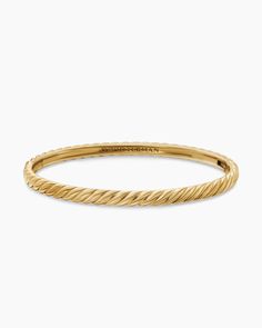 Yurman Bracelet, David Yurman Bracelet, Cable Bracelets, Women's Bracelets, Rose Gold Bracelet, Yellow Gold Bracelet, Hinged Bangle, Jewelry Business, High Jewelry