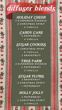 Enjoy these Christmas themed essential oil blends in your diffuser! 🎄 Yl Christmas Spirit Diffuser Blends, December Essential Oil Blends, Christmas Spirit Essential Oil Blends, Christmas Spirit Diffuser Blends, Christmas Diffuser Blends Young Living, Winter Essential Oil Blends, Christmas Essential Oil Diffuser Blends, Christmas Diffuser Recipes, Christmas Essential Oil Blends