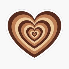 a heart shaped sticker in brown and beige colors on a white background with the words love