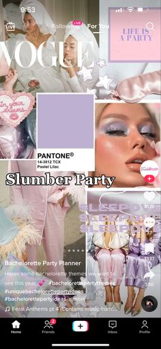 a collage of photos with pink and purple colors on it, including the words'glamour