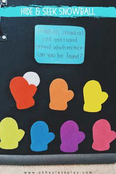 a bulletin board with the words mitten felt board activity