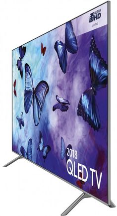 the samsung qled tv is shown with butterflies on it