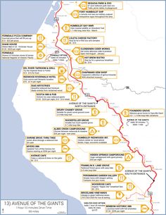 the route map for the great ocean drive in australia, with information about each route