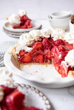 a slice of strawberry pie on a plate