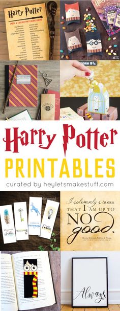 harry potter printables are on display in this collage with the words harry potter printed