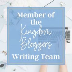 a person typing on a laptop with the words, member of the kingdom bloggers writing team