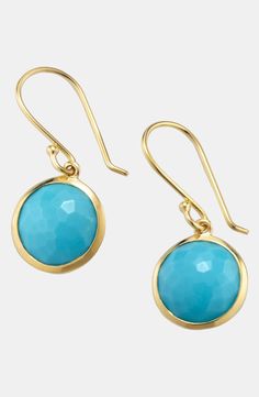 Versatile drop earrings offer demure sparkle with hand-faceted semiprecious stones that shine in gleaming gold bezels. Style Name:Ippolita 'Rock Candy - Mini Lollipop' 18K Gold Drop Earrings. Style Number: 632531. Available in stores. Elegant Turquoise Faceted Earrings, Elegant Faceted Turquoise Earrings, Ippolita Jewelry, Turquoise Earring, Gold Chain Earrings, Turquoise Drop Earrings, Jewelry Turquoise, Thread Earrings, Bar Studs