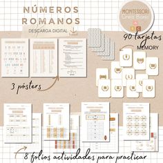 the numbers and symbols in spanish are displayed on this page, with instructions for each item