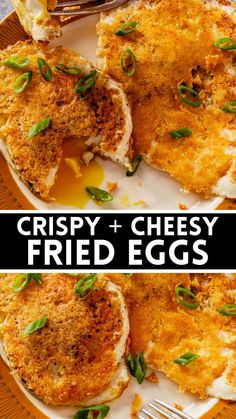 crispy and cheesy fried eggs on a plate