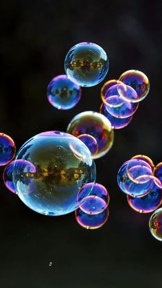 many soap bubbles floating in the air