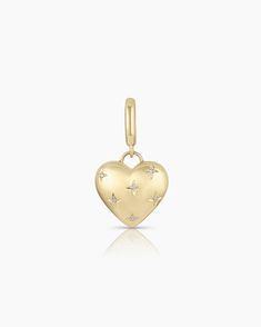 Diamond Heartful Charm – gorjana Elegant 14k Gold Heart Charm, Elegant 14k Gold Heart Pendant Charms, Huggie Heart Charm Jewelry For Wedding, Elegant Yellow Gold Heart Charm, Luxury Heart Charm Jewelry For Everyday, Luxury Everyday Jewelry With Heart Charm, Valentine's Day Yellow Gold Charms, Yellow Gold Heart Pendant Charms For Everyday, Everyday Yellow Gold Heart Pendant Charms