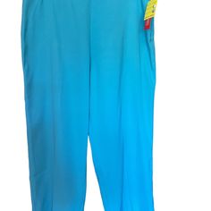 Krazy Larry Women Turquoise Aqua Pull On Ankle Crop Pants Stretch Side Zip Career Size 12 New With Tags Krazy Larry Size 12 Turquoise Aqua Pants With Some Stretch And Elastic Waist, Side Zipper And Button Has One Very Small Mark - See Last Photo Waist Is 33 Inches Top To Bottom Is 34 Inches Inseam Is 23 Inches Slits At Bottom Of Leg 97 Percent Polyester 3 Percent Spandex Wash And Wear Machine Wash Cold, Hang To Dry Made In The United States Blue Ankle-length Loungewear Bottoms, Blue Stretch Ankle-length Bottoms, Blue Stretch Ankle-length Pants, Blue Stretch Tapered Leg Pants, Casual Fitted Turquoise Pants, Fitted Turquoise Casual Pants, Blue Capris With Elastic Waistband For Spring, Spring Blue Capris With Elastic Waistband, Blue Spring Capris With Elastic Waistband