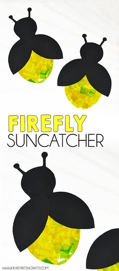 the firefly suncatcher craft is made with construction paper and glue it's easy to make