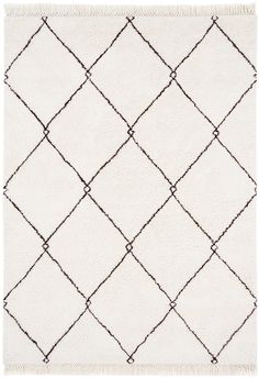 a white rug with black lines on it