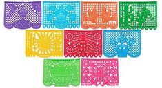 paper doily with different colors and designs on them, including one in the middle