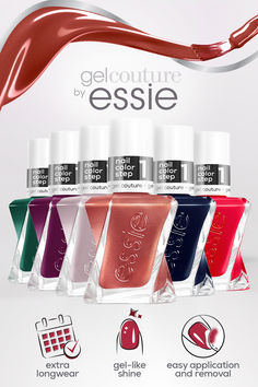 get the benefits of a gel-like manicure with essie gel couture nail polish! essie gel couture delivers a long lasting, gel-like finish without the UV lamp. applies and removes easily, just like regular nail polish. Nail Polish Essie, Regular Nail Polish, Couture Nails, Essie Gel Couture, Gel Couture, Essie Gel, Uv Lamp, Ulta Beauty