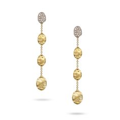 Marco Bicego Jewelry - 18K Yellow Gold & Diamond Pave Four Drop Earrings | Manfredi Jewels Yellow Gold Drop Earrings, Marco Bicego, 18k Gold Earrings, 18k Gold Jewelry, Gold Drop Earrings, Earrings Collection, Seville, Hand Engraving, Brilliant Cut Diamond