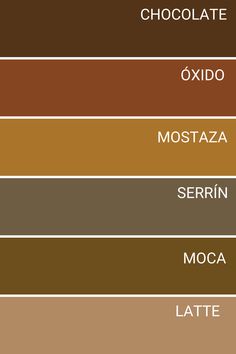 the colors of chocolate, cocoa, and mottazza are shown in this color chart