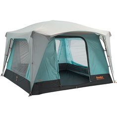 a tent with the door open on a white background