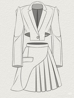 a drawing of a suit and skirt