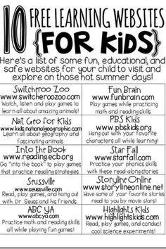 the top ten learning website for kids