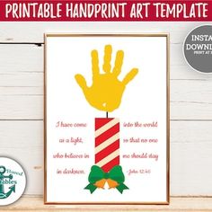 the printable handprint art template is displayed in front of a white background with an anchor