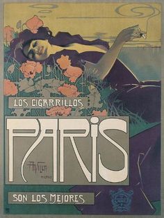 an advertisement for the paris opera, featuring a woman laying on her back with flowers in front of her