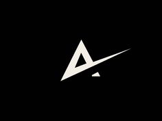 a black and white logo with the letter a in it's center, on a dark background