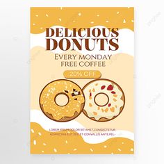 two donuts on top of each other in front of a yellow and white background