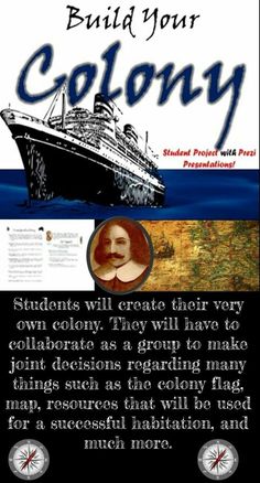 a poster with an image of a boat and the words build your colony on it