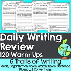 the daily writing review for students to use in their homeschool unit, with text and