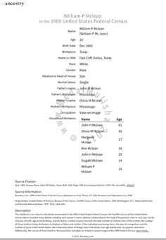 the official document for william p mclean in the united states federal congress