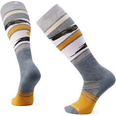 For the all-day (or night) skier, nothing says comfort and warmth like Smartwool's Ski Full Cushion Midnight Ski Pattern socks. With all the benefits of Merino wool, this sock is fully cushioned for enhanced impact protection and extra warmth. Add Smartwool durability, breathability, and a dialed-in, performance-ready fit, and you are on your way to a great day (or night). Features Height: knee-high Cushion: medium, full Indestructawool technology for durability 4-Degree Elite Fit System for a p Smartwool Socks, Over The Calf Socks, Ski Socks, Snowboarding Men, Camp Furniture, Pattern Socks, Snow Sports, Shoe Boot Sandals, Calf Socks