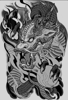 Japanese Dragon Face Tattoo, Dragon Face Tattoo Design, Japanese Dragon Tattoo Designs, Fullback Tattoo, Samurai Tattoo Sleeve, Asian Dragon Tattoo, Best Cover Up Tattoos, Dragon Tattoo Art